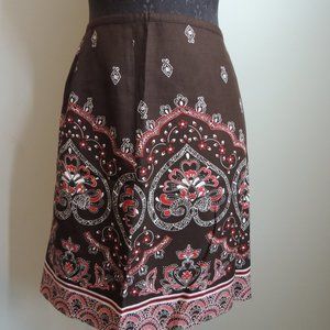 Ann Taylor LOFT Sz 10 A Line Skirt Silk Blend Brown Red Lined